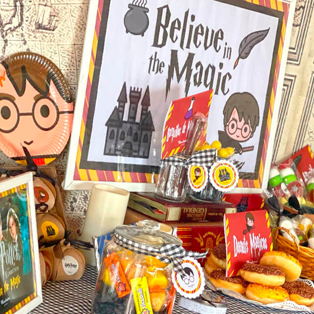 Dulces y decoración extra con una animación de fiesta de Harry Potter