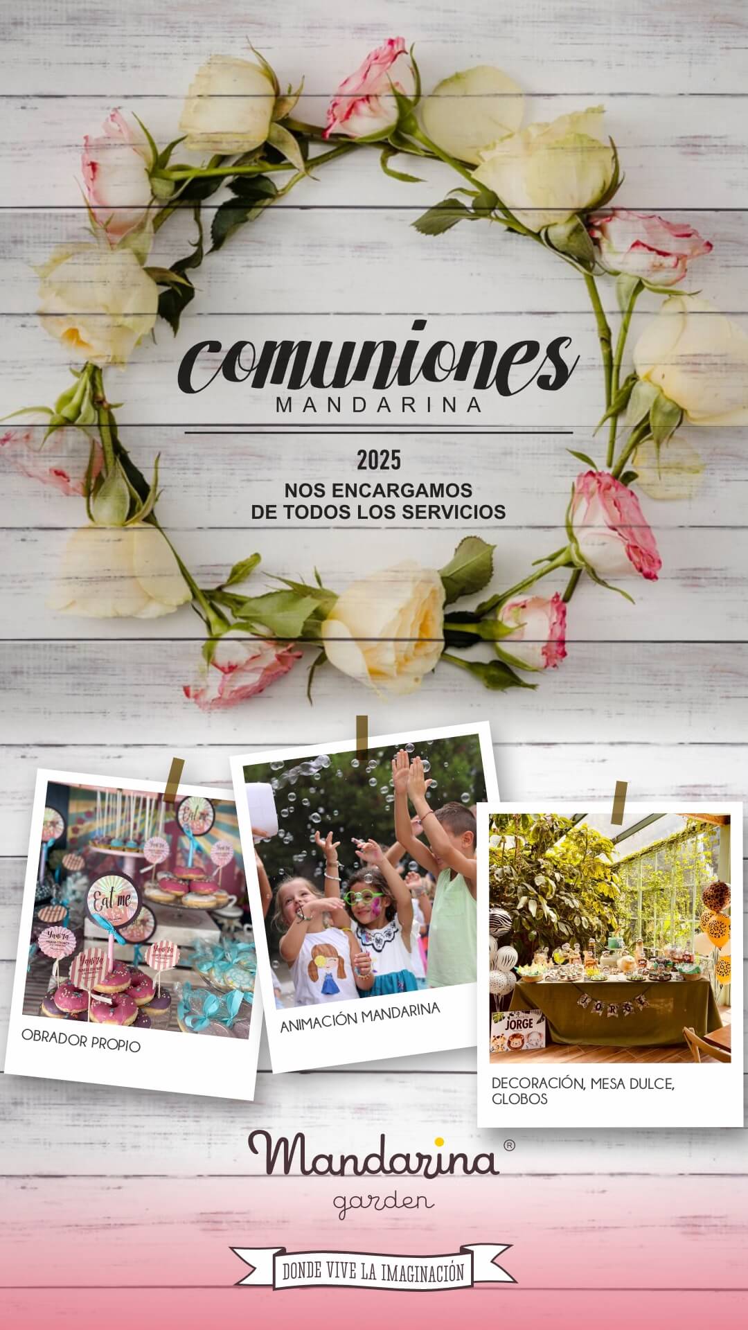 Mesas dulces y eventos especiales para 2025 en Mandarina garden