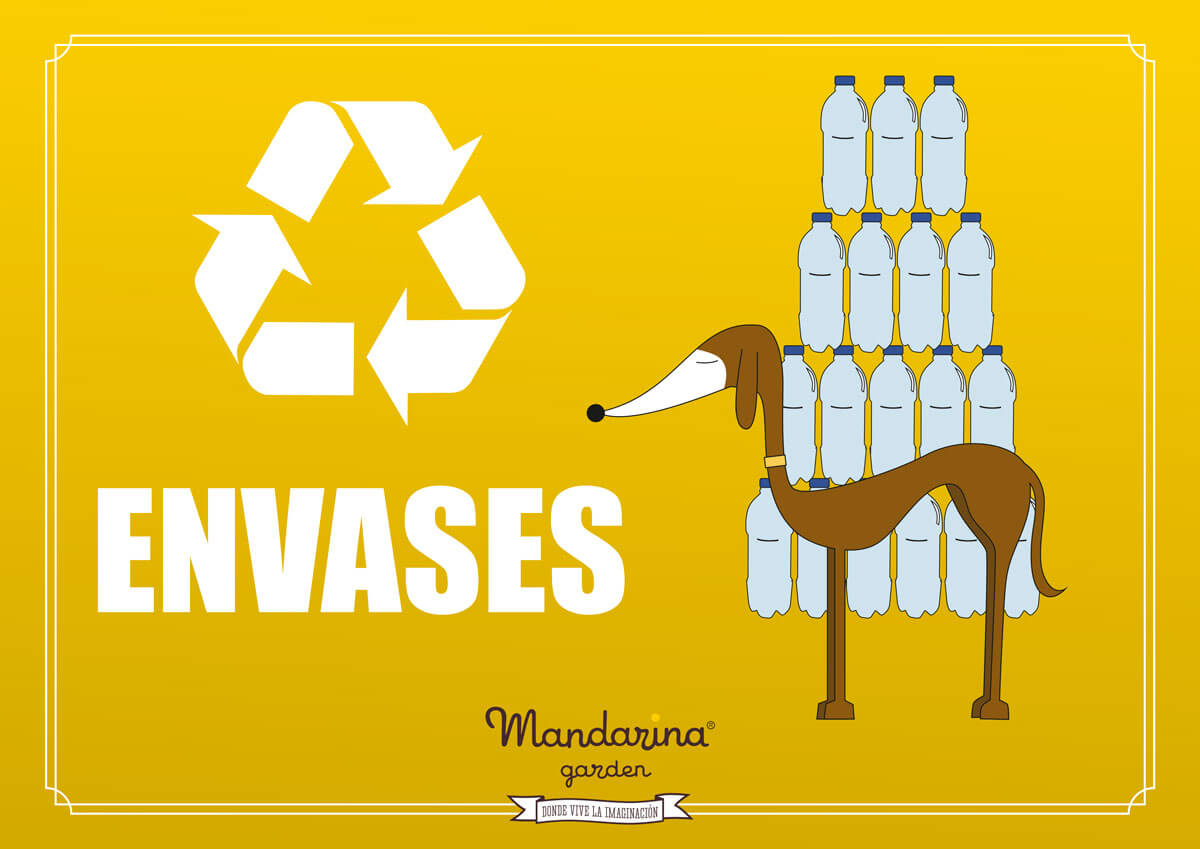 Cartell per a reciclar envasos y plásticos a casa