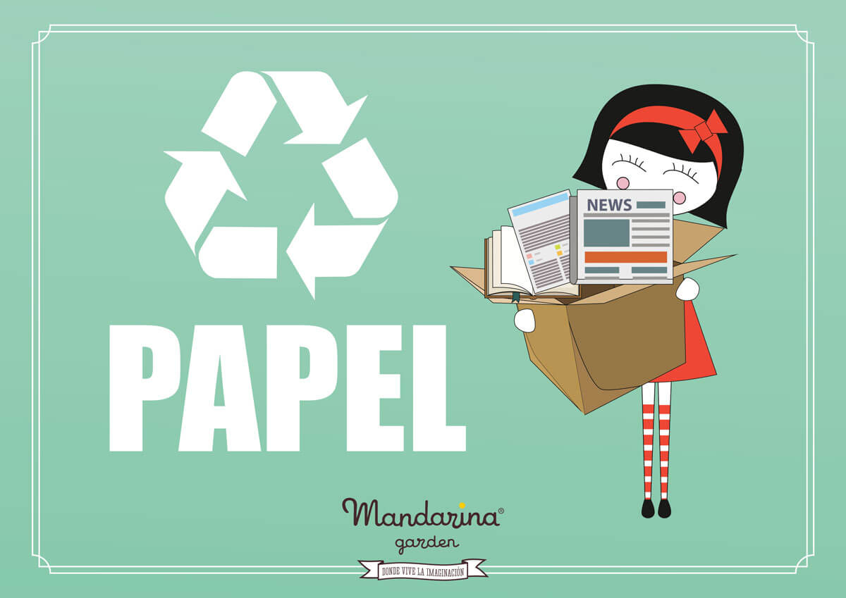 Cartel para reciclar papel en casa