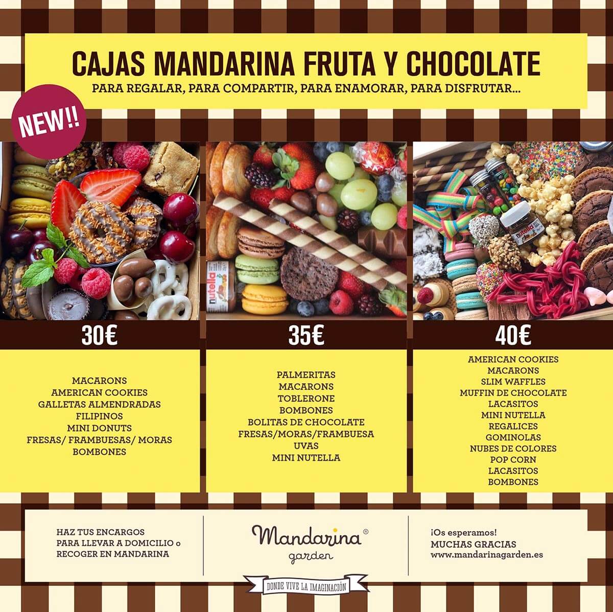 Mandarina garden Delivery. Fruit and candy boxes to give away, share, enjoy, fall in love ...
