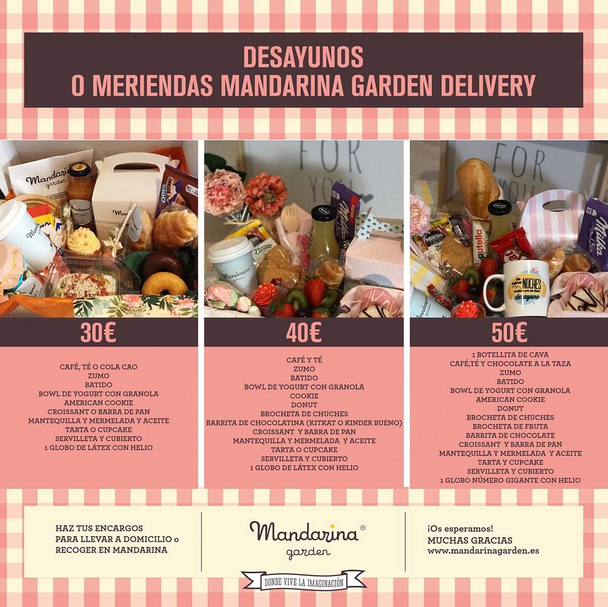 Mandarina garden Delivery. Homemade cakes, cookies, cupcakes to enjoy at home with contactless delivery