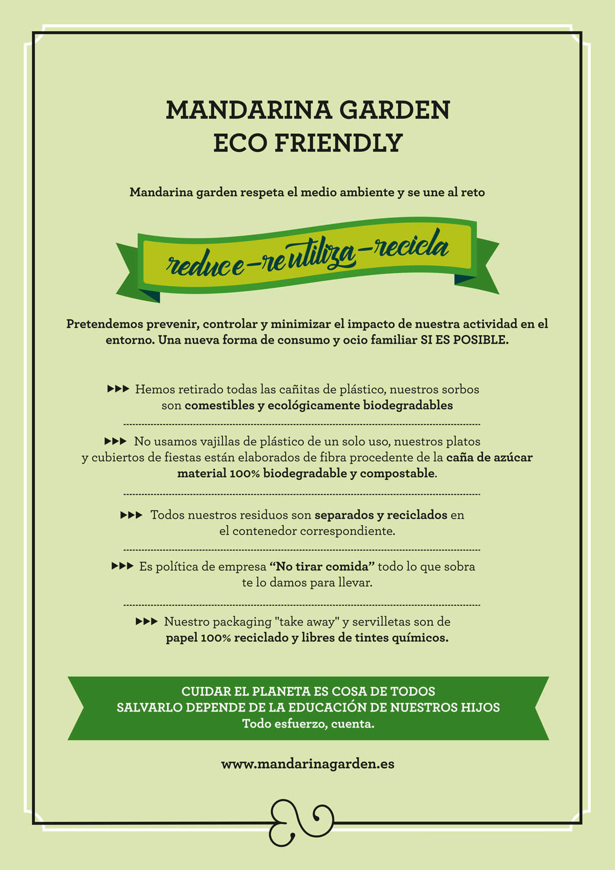 Mandarina garden business policy for environmental sustainability