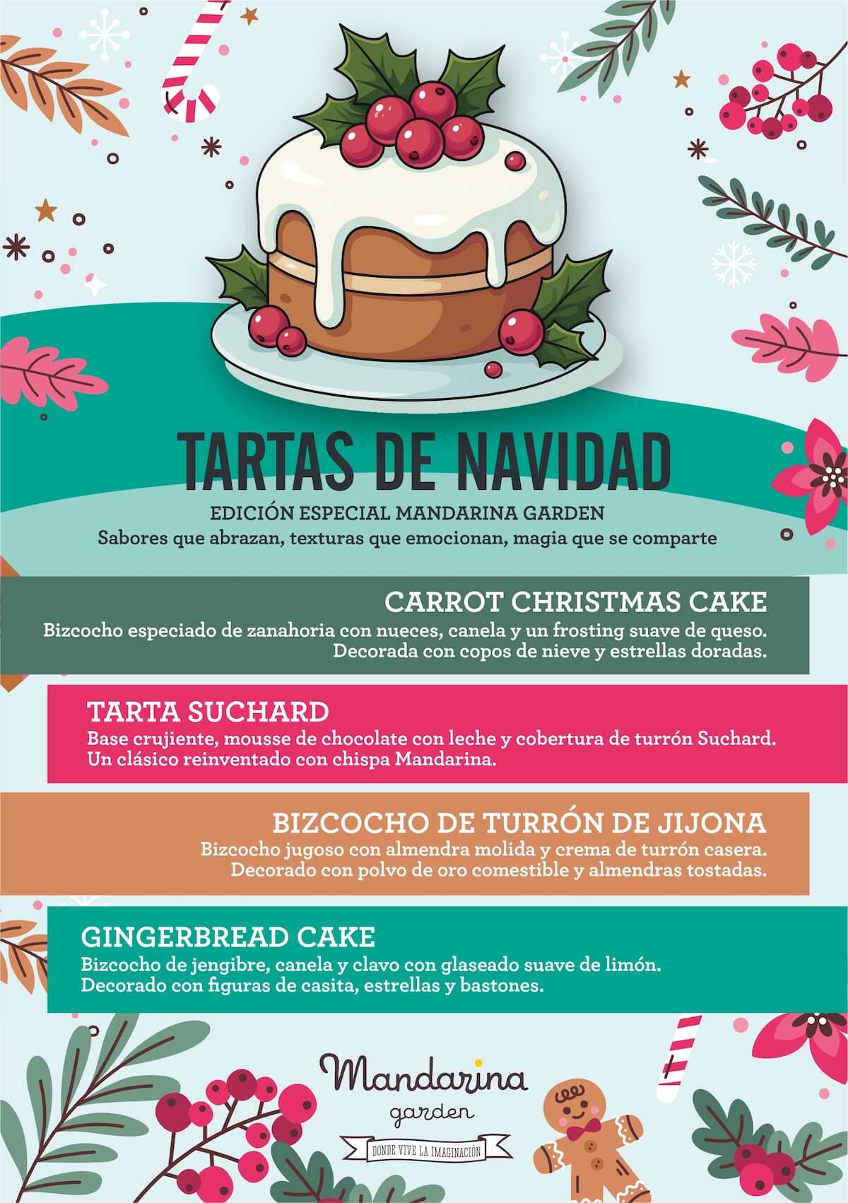 Nuevos sabores de tartas navideñas en Mandarina garden